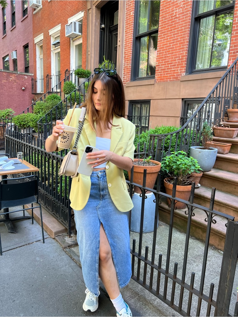 Light Green Short-Sleeve Jacket Blazer for Women